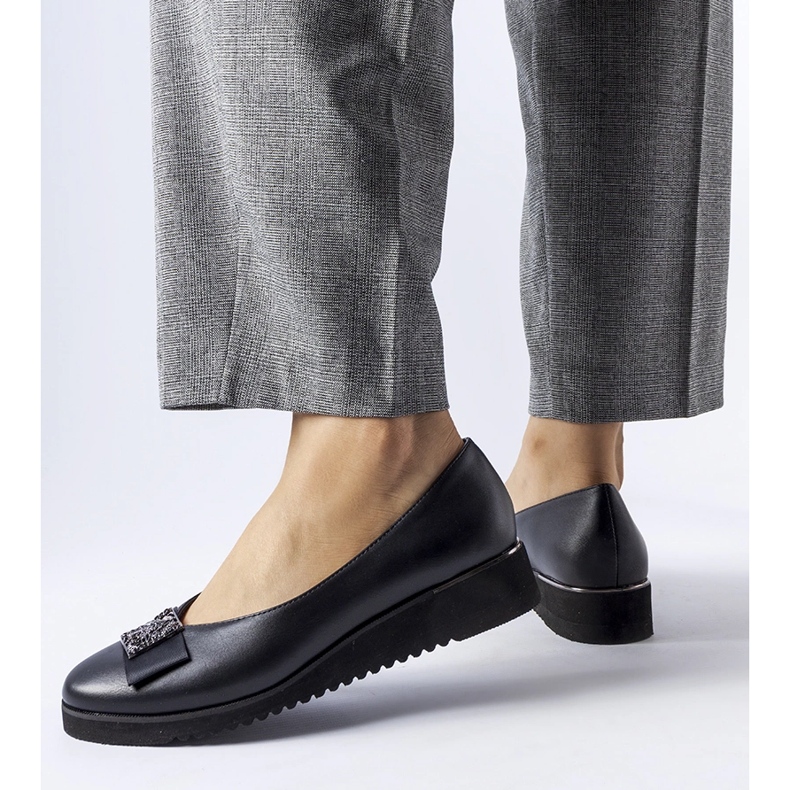 Crne balerinke s mašnom na klin crna 1