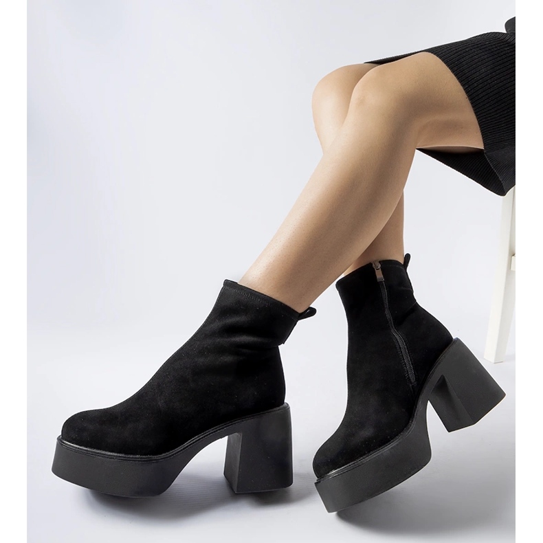 Crne masivne gležnjače od eko brušene kože crna 1