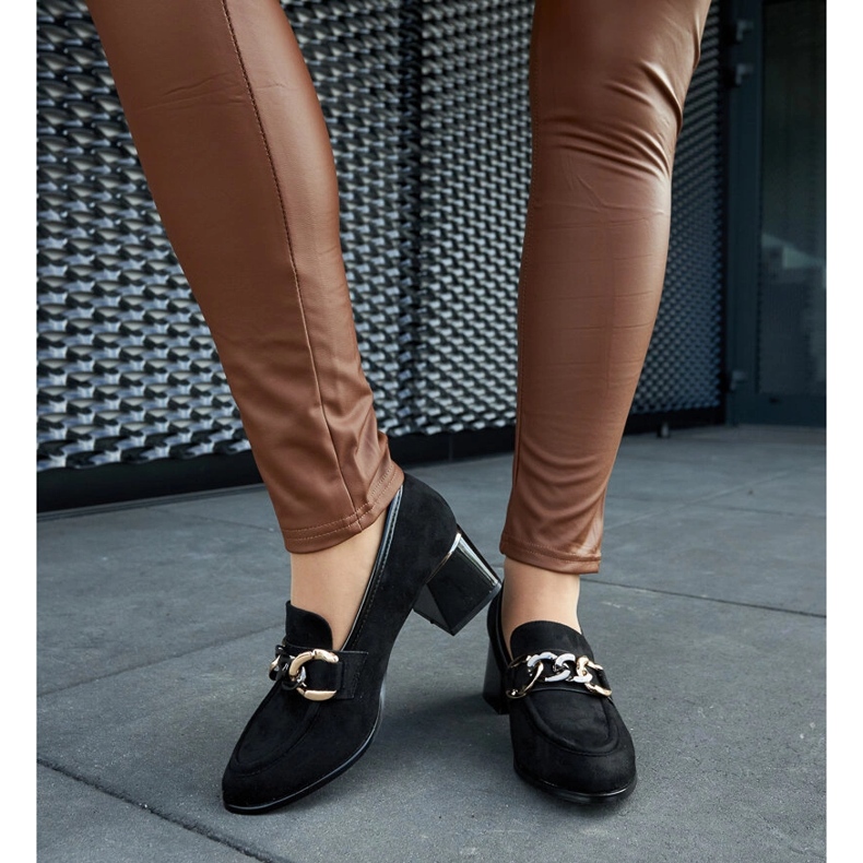 Crne salonke s blokom od eko antilop kože crna 1