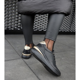 Federico crne kožne tenisice na wedges crna 1