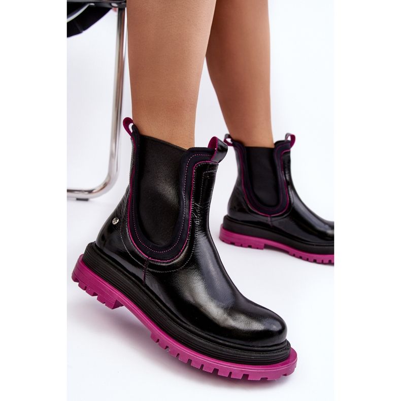 Ženske kožne Chelsea čizme Maciejka 06199 crne crna 2