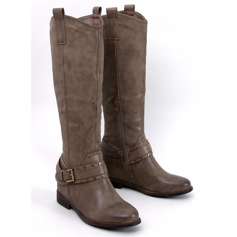 Watson kaki skrivene čizme na klin bež 1