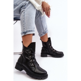 Kožne izolirane čizme sa kamenčićima crne Gwen S.Barski HY93-52A crno 2