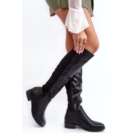 Ženske kožne čizme preko koljena S.Barski HY27098A crne crno 2