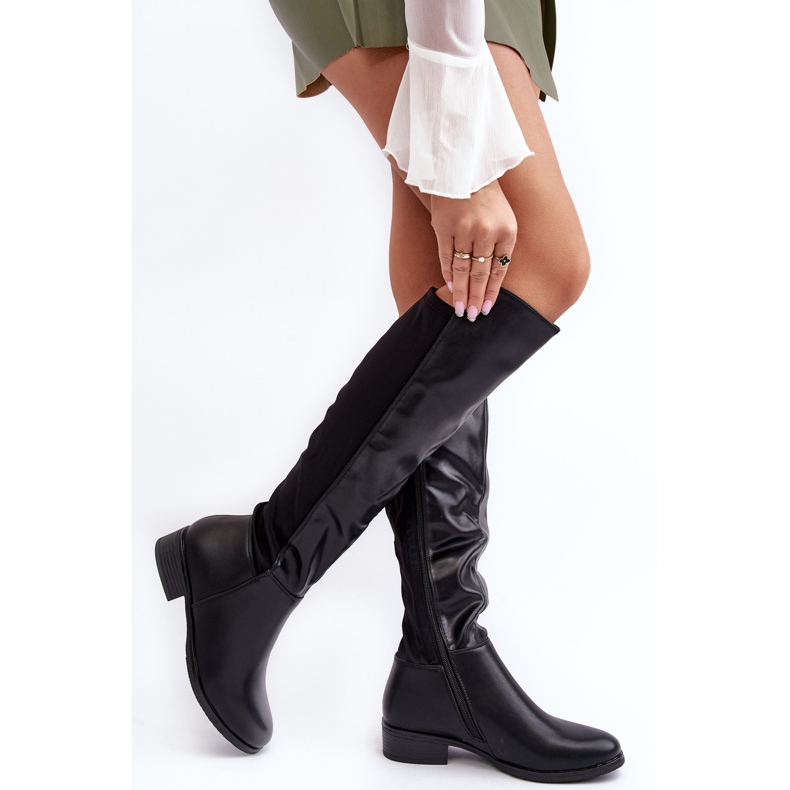 Ženske kožne čizme preko koljena S.Barski HY27098A crne crna 2