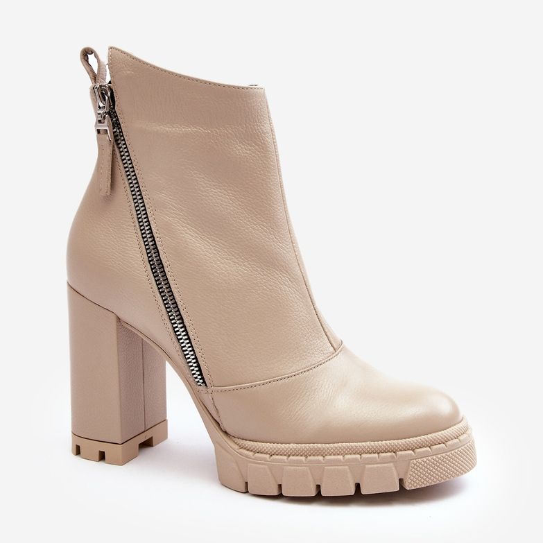 Moderne kožne gležnjače na visoku petu Laura Messi 2509 svijetlo bež 1