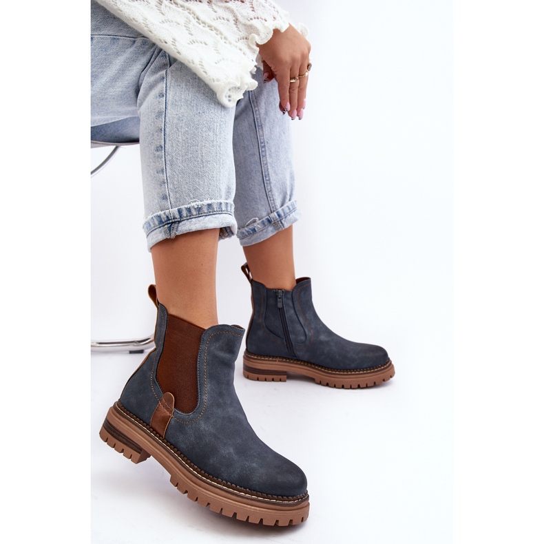 Izolirane ženske Chelsea čizme s ravnom petom, plava Myrine 1