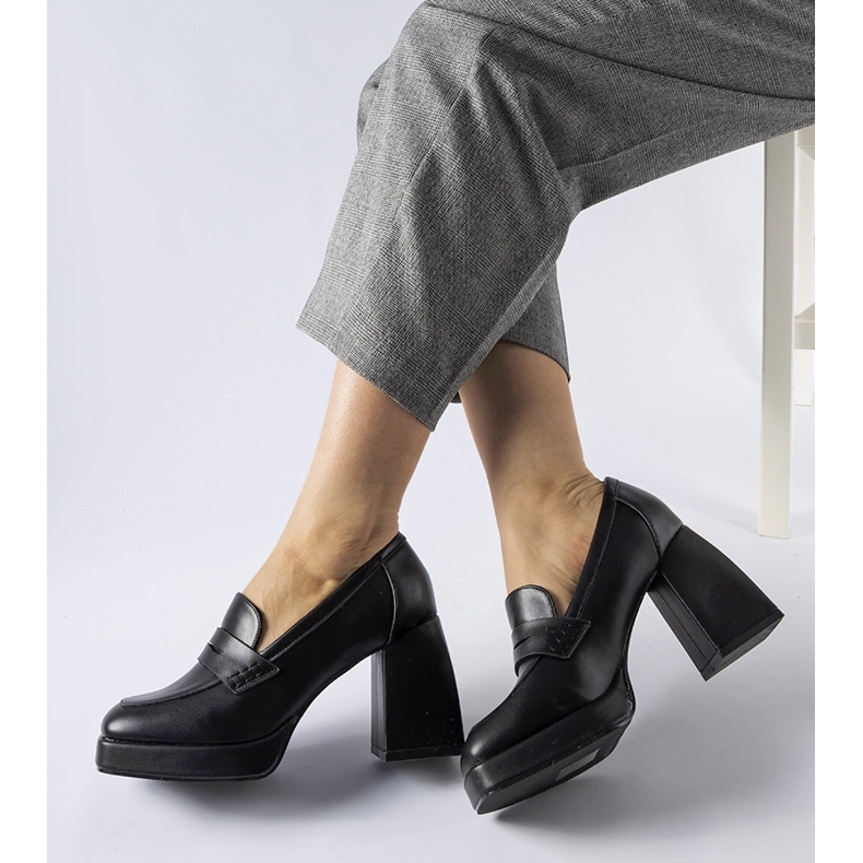 Black Reel cipele s visokom petom crno 1