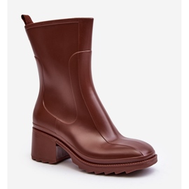 Ženske mat smeđe čizme Wellington na visoku petu Bertaida smeđa 1