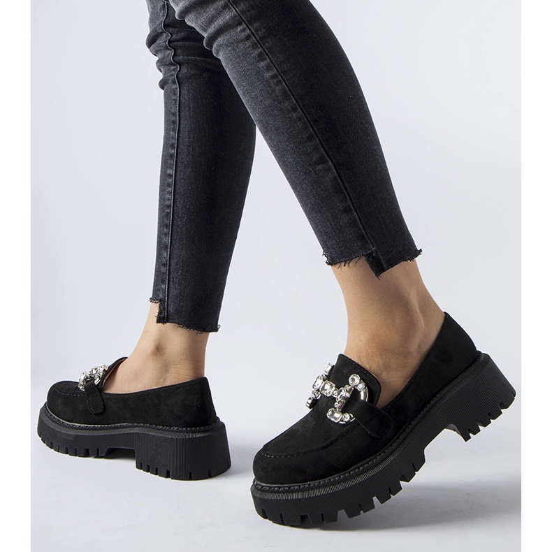 Crne Crescenzo mokasine sa kamenčićima crna 1