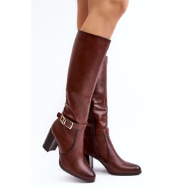 Sergio Leone Ženske čizme na visoku petu s kopčom, toplo smeđe Sendilia smeđa 1