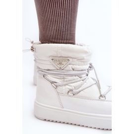 Ženske čizme za snijeg s platformom i vezicama, bijele boje bijela 1