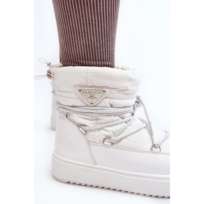 Ženske čizme za snijeg s platformom i vezicama, bijele boje bijela 1