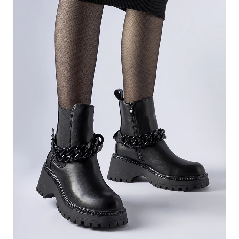 Crne gležnjače s masivnim Beltran potplatom crno 1