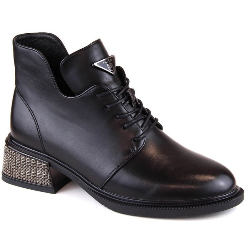 Filippo W PAW496 crne izolirane gležnjače s ukrasnom petom crna 1