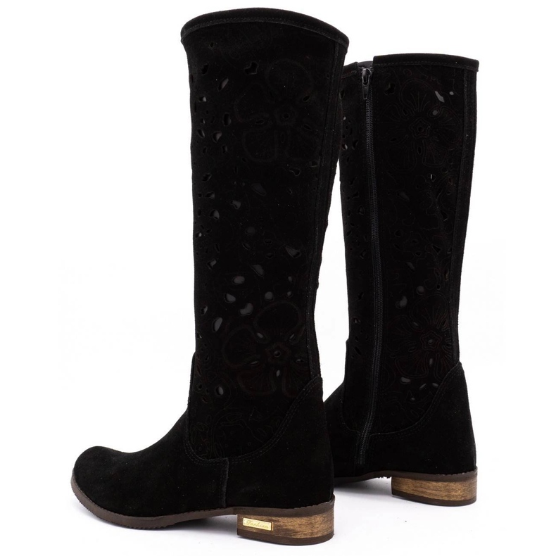 Olivier Ženske ažurne čizme Crno cvijeće 3