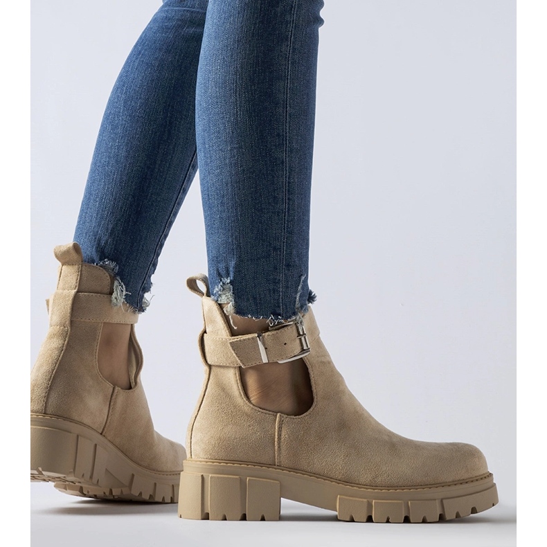 Bež gležnjače s ukrasnim Sarrazin kopčanjem 1