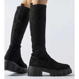 Crne duge čizme od brušene kože Donnino crno 1