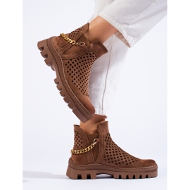 W. Potocki Ženske smeđe gležnjače od brušene kože Potocki smeđa 1