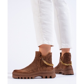 W. Potocki Ženske smeđe gležnjače od brušene kože Potocki smeđa 2