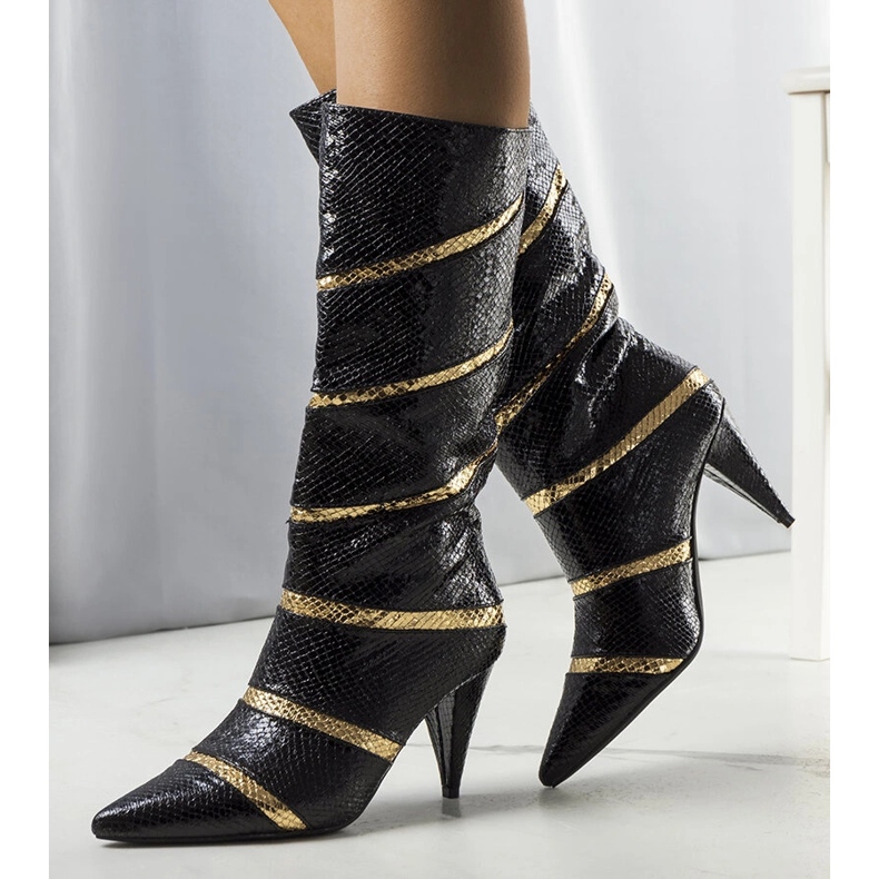 Crne i zlatne Nevzo čizme s izolacijom crna 1