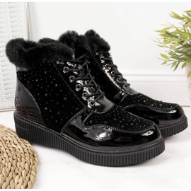 Crne kožne čizme na platformu izolirane kožom Rieker 93312-00 crna 1