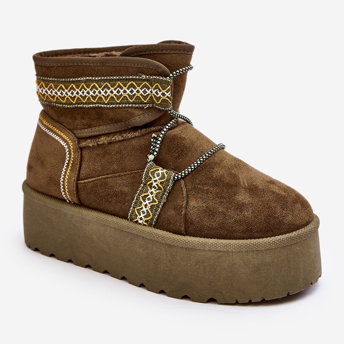 Ženske čizme za snijeg na debelom đonu s vezicama, zelene Milson boje zelena 1