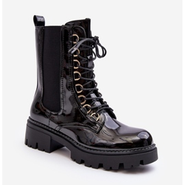 Ženske crne Charmea lakirane radne čizme crno 1