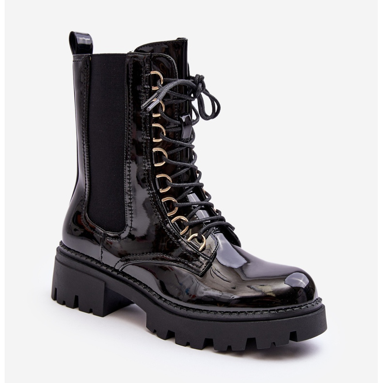 Ženske crne Charmea lakirane radne čizme crna 1