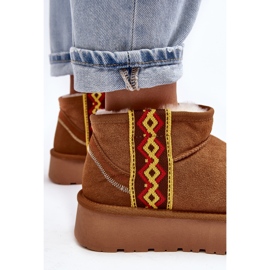 Ženske čizme za snijeg od brušene kože s debelim potplatom Camel Vebissat smeđa 1