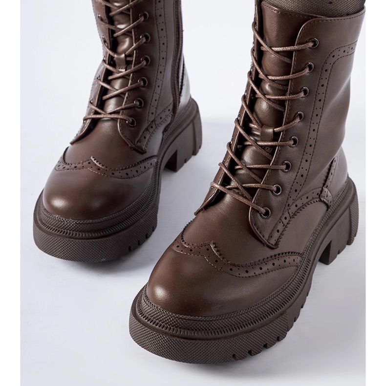 Smeđe čizme ukrašene Nicla šavovima smeđa 2