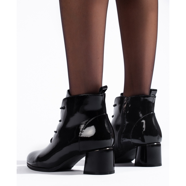 W. Potocki Potocki ženske crne čizme od lakirane kože crna 2