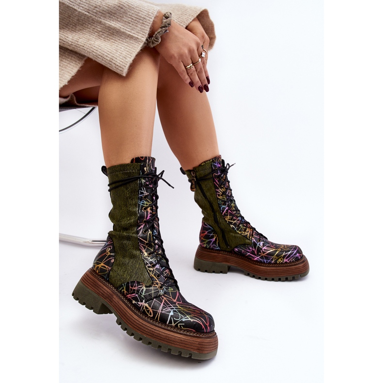 Ženske kožne radničke čizme Maciejka 06203-09 Višebojne crna 2