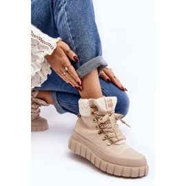 Izolirane Trapper čizme na debelom potplatu, svijetlo bež Ralotta 1