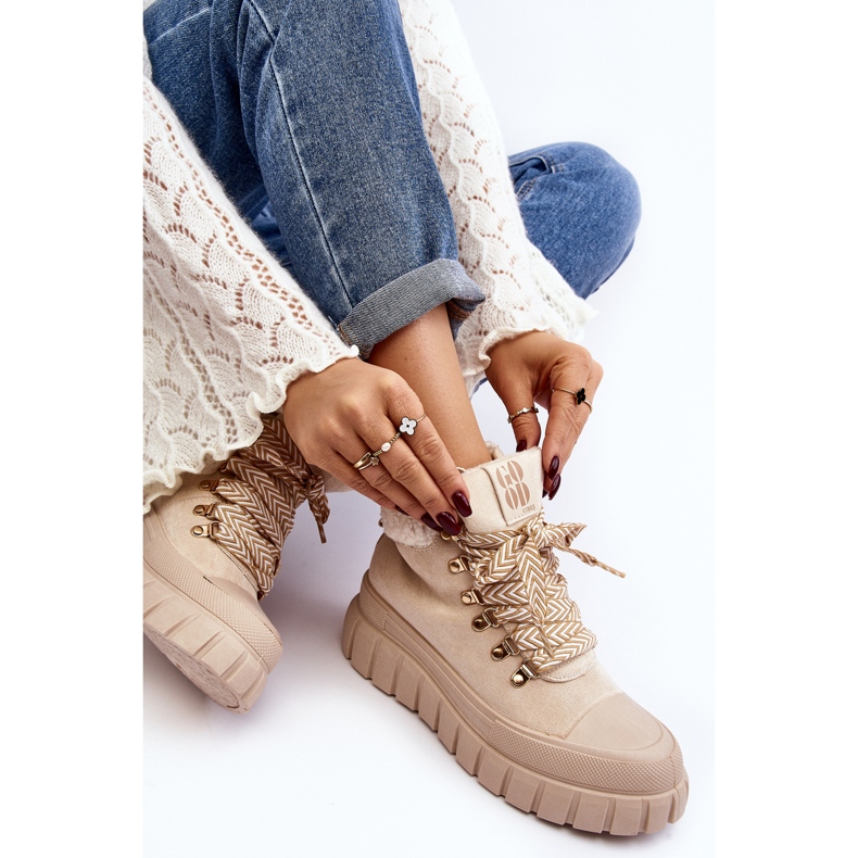 Izolirane Trapper čizme na debelom potplatu, svijetlo bež Ralotta 2