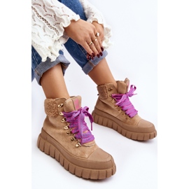 Smeđe Ralotta izolirane Trapper čizme na debelom potplatu smeđa 1