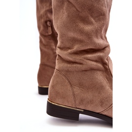 Super Me Bež Bikka ženske ravne čizme iznad koljena 3