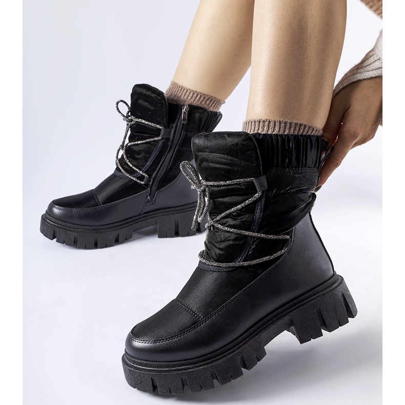 Crne čizme za snijeg s Pettenasco kamenčićima crno 1