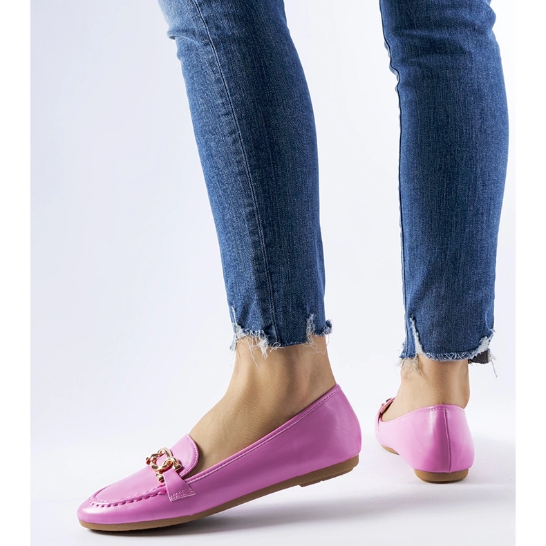 Ružičaste mokasine ukrašene Gaston kopčom ružičasta 1