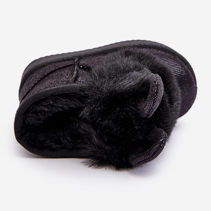 Dječje crne čizme za snijeg s krznom i ogrtačima crno 1