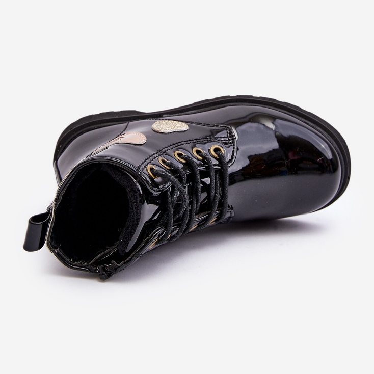 Dječje lakirane gležnjače s ukrasima, Crne Adete crna 1