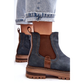 Evento Izolirane ženske Chelsea čizme s ravnom petom, plava Myrine 2