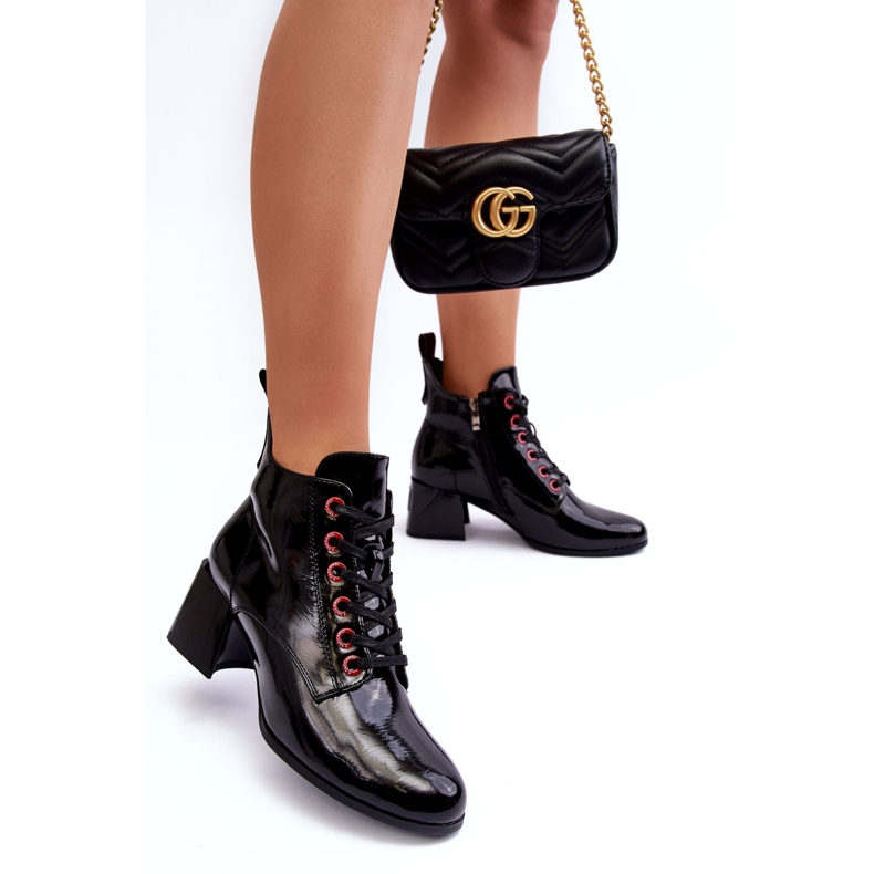 Niske lakirane gležnjače na vezanje S.Barski MR870-66 crne crna 6