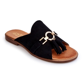 Lewski Shoes Ženske antilop papuče Leski Shoes 3226 crne crna 4