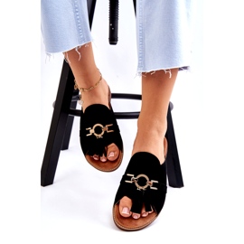 Lewski Shoes Ženske antilop papuče Leski Shoes 3226 crne crno 3