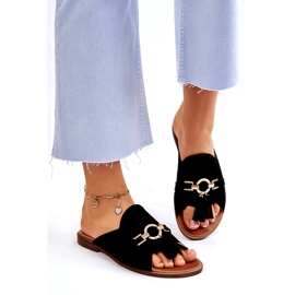 Lewski Shoes Ženske antilop papuče Leski Shoes 3226 crne crna 2