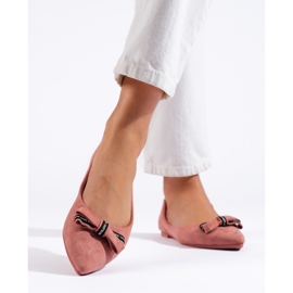 Balerinke od brušene kože sa Shelovet mašnom ružičasta 1