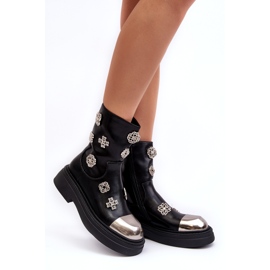 S.Barski Kožne izolirane gležnjače s ukrasima D&amp;A MR870-14A crne crno 2