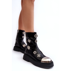 S.Barski Kožne izolirane gležnjače s ukrasima D&amp;A MR870-14A crne crna 3