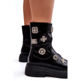 S.Barski Kožne izolirane gležnjače s ukrasima D&amp;A MR870-14A crne crna 4